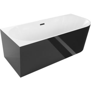 MEXEN/S Mia volně stojící rohová vana lewa 170 x 80, bílá/černá, sifon a přepad černá 52691708075L-70 obraz