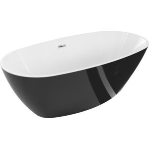 MEXEN/S Eris volně stojící vana 180 x 80, bílá/černá, sifon a přepad chrom 53441808075-01 obraz