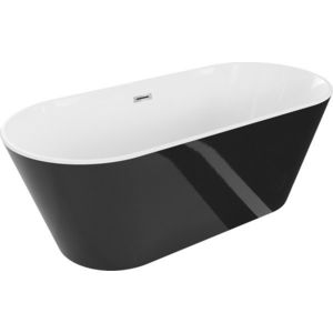 MEXEN/S Flavia volně stojící vana 150 x 75, bílá/černá, sifon a přepad chrom 54031507575-01 obraz