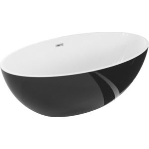 MEXEN/S Nike volně stojící vana 175 x 100, bílá/černá, sifon a přepad chrom 54071751075-01 obraz