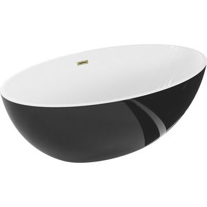 MEXEN/S Nike volně stojící vana 175 x 100, bílá/černá, sifon a přepad zlatá 54071751075-50 obraz