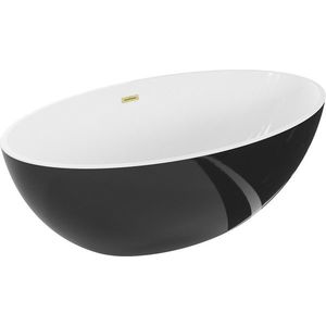 MEXEN/S Nike volně stojící vana 175 x 100, bílá/černá, sifon a přepad měď kartáčovaná 54071751075-65 obraz