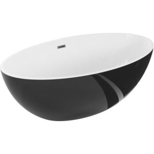 MEXEN/S Nike volně stojící vana 175 x 100, bílá/černá, sifon a přepad grafit metal 54071751075-95 obraz