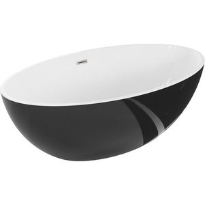 MEXEN/S Nike volně stojící vana 175 x 100, bílá/černá, sifon a přepad nikl kartáčovaná 54071751075-97 obraz