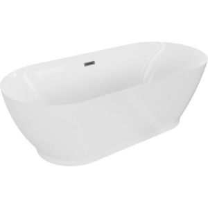MEXEN/S Roxy volně stojící vana 180 x 85, bílá, sifon a přepad grafit kartáčovaná 51201808500-66 obraz