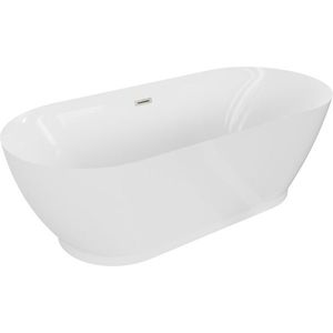 MEXEN/S Roxy volně stojící vana 180 x 85, bílá, sifon a přepad nikl kartáčovaná 51201808500-97 obraz