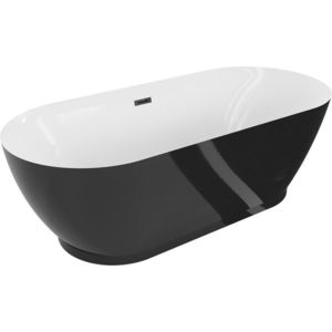 MEXEN/S Roxy volně stojící vana 180 x 85, bílá/černá, sifon a přepad černá 51201808575-70 obraz