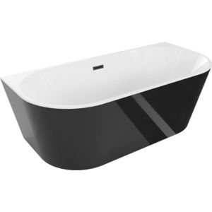 MEXEN/S Oval vana volně stojící nástěnná 140 x 75, bílá/černá, sifon a přepad černá 52671407575-70 obraz