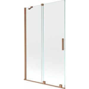 MEXEN/S Velar Dvoukřídlá posuvná vanová zástěna 110 x 150, transparent, kartáčovaná měď 896-110-000-01-65 obraz