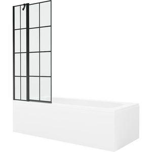 MEXEN/S Vega obdélníková vana 180 x 80 cm s panelem + vanová zástěna 80, černá vzor 550118080X9408117077 obraz
