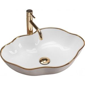 REA Umyvadlo na desku Pearl Gold Edge REA-U0696 obraz