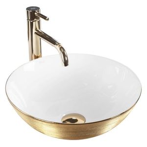 REA Umyvadlo na desku STELLA Gold Brush / White REA-U9087 obraz