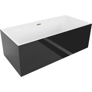 MEXEN/S Nita vana volně stojící 170 x 80, bílá/černá, sifon a přepad zlatá 52091708075-50 obraz