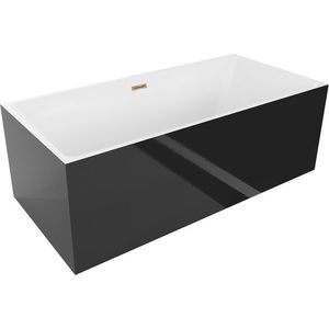 MEXEN/S Nita volně stojící vana 170 x 80, bílá/černá, sifon a přepad růžové zlato 52091708075-60 obraz