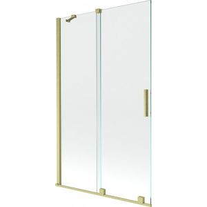 MEXEN/S Velar Dvoukřídlá posuvná vanová zástěna 110 x 150, transparent, zlatá kartáčovaná 896-110-000-01-55 obraz