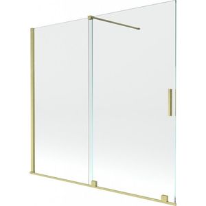 MEXEN/S Velar Dvoukřídlá posuvná vanová zástěna 160 x 150, transparent, zlatá kartáčovaná 896-160-000-01-55 obraz