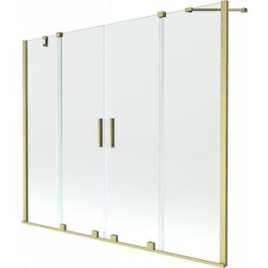 MEXEN/S Velar Duo Dvoukřídlá posuvná vanová zástěna 170 x 150, transparent, zlatá kartáčovaná 896-170-000-02-55 obraz