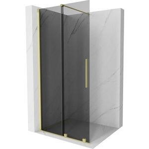 MEXEN/S Velar Sprchová zástěna posuvná Walk-in 85 x 200, grafit 8 mm, zlato kartáčovaná 871-085-000-43-55 obraz