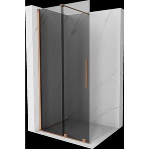 MEXEN/S Velar Sprchová zástěna posuvná Walk-in 100 x 200, grafit 8 mm, měď kartáčovaná 871-100-000-43-65 obraz