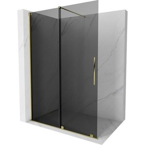MEXEN/S Velar Sprchová zástěna posuvná Walk-in 130 x 200, grafit 8 mm, zlato 871-130-000-43-50 obraz