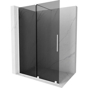 MEXEN/S Velar Sprchová zástěna posuvná Walk-in 160 x 200, grafit 8 mm, bílá 871-160-000-43-20 obraz