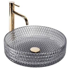 REA Umyvadlo na desku Cristal Grey 39 nikl Ring REA-U8880 obraz