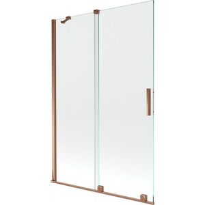 MEXEN/S Velar Dvoukřídlá posuvná vanová zástěna 120 x 150, transparent, růžové zlato 896-120-000-01-60 obraz