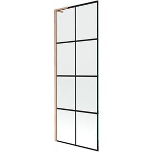 MEXEN/S Next L vanová zástěna FIX 70 x 150, černá vzor, měď kartáčovaná 895-070-000-03-77-65 obraz