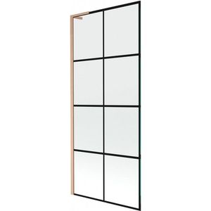 MEXEN/S Next L vanová zástěna FIX 80 x 150, černá vzor, měď kartáčovaná 895-080-000-03-77-65 obraz