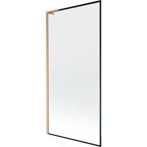MEXEN/S Next L vanová zástěna FIX 90 x 150, černá vzor, měď kartáčovaná 895-090-000-03-70-65 obraz