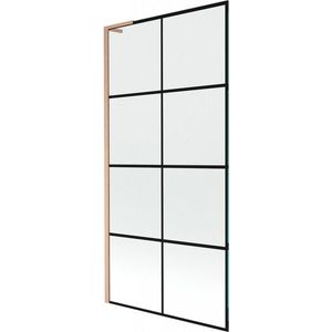 MEXEN/S Next L vanová zástěna FIX 90 x 150, černá vzor, měď kartáčovaná 895-090-000-03-77-65 obraz