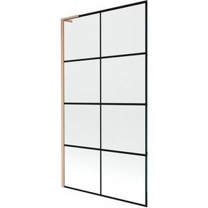 MEXEN/S Next L vanová zástěna FIX 100 x 150, černá vzor, měď kartáčovaná 895-100-000-03-77-65 obraz