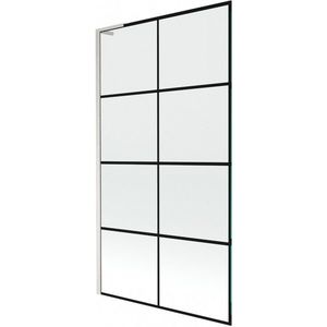 MEXEN/S Next L vanová zástěna FIX 100 x 150, černá vzor, nikl kartáčovaná 895-100-000-03-77-97 obraz