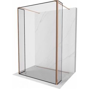 MEXEN/S Kioto Sprchová zástěna WALK-IN volněstojící 120 x 30 x 30, černá vzor, růžové zlato 800-120-030-222-60-70-030 obraz