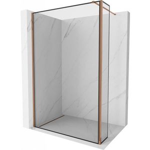 MEXEN/S Kioto Sprchová zástěna WALK-IN 120 x 40, černá vzor, růžové zlato 800-120-212-60-70-040 obraz