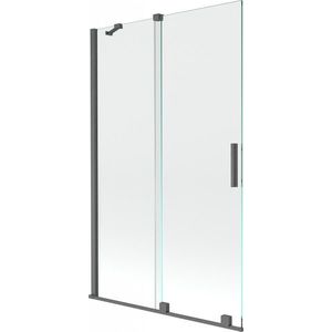 MEXEN/S Velar Dvoukřídlá posuvná vanová zástěna 110 x 150, transparent, grafit kartáčovaná 896-110-000-01-66 obraz