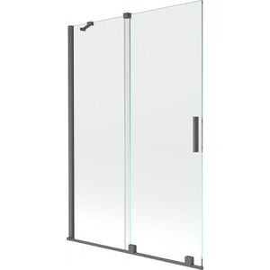 MEXEN/S Velar Dvoukřídlá posuvná vanová zástěna 120 x 150, transparent, grafit kartáčovaná 896-120-000-01-66 obraz