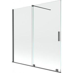 MEXEN/S Velar Dvoukřídlá posuvná vanová zástěna 160 x 150, transparent, grafit kartáčovaná 896-160-000-01-66 obraz