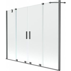 MEXEN/S Velar Duo Dvoukřídlá posuvná vanová zástěna 170 x 150, transparent, grafit kartáčovaná 896-170-000-02-66 obraz