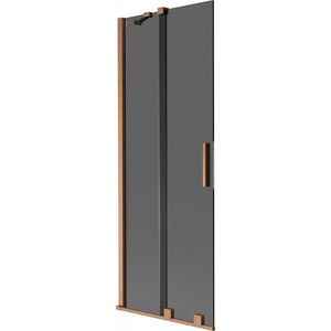 MEXEN/S Velar dvoukřídlá posuvná vanová zástěna 70 x 150, grafit, měď kartáčovaná 896-070-000-41-65 obraz