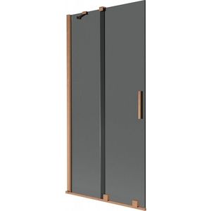 MEXEN/S Velar dvoukřídlá posuvná vanová zástěna 90 x 150, grafit, měď kartáčovaná 896-090-000-41-65 obraz