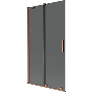 MEXEN/S Velar dvoukřídlá posuvná vanová zástěna 100 x 150, grafit, měď kartáčovaná 896-100-000-41-65 obraz