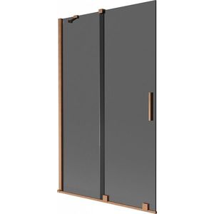 MEXEN/S Velar dvoukřídlá posuvná vanová zástěna 110 x 150, grafit, měď kartáčovaná 896-110-000-41-65 obraz