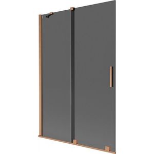 MEXEN/S Velar dvoukřídlá posuvná vanová zástěna 120 x 150, grafit, měď kartáčovaná 896-120-000-41-65 obraz