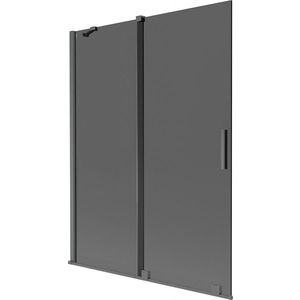 MEXEN/S Velar dvoukřídlá posuvná vanová zástěna 130 x 150, grafit, grafit kartáčovaná 896-130-000-41-66 obraz