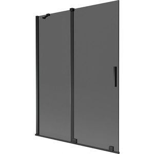 MEXEN/S Velar dvoukřídlá posuvná vanová zástěna 130 x 150, grafit, černá 896-130-000-41-70 obraz