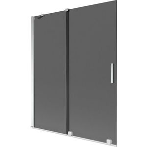 MEXEN/S Velar dvoukřídlá posuvná vanová zástěna 140 x 150, grafit, chrom 896-140-000-41-01 obraz