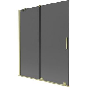 MEXEN/S Velar dvoukřídlá posuvná vanová zástěna 140 x 150, grafit, zlatá 896-140-000-41-50 obraz