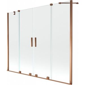 MEXEN/S Velar Duo Dvoukřídlá posuvná vanová zástěna 200 x 150, transparent, růžové zlato 896-200-000-02-60 obraz