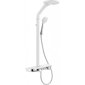 MEXEN Bolt nástěnný sprchový set s dešťovou sprchou a baterií, bílá/chrom 78108-20 obraz